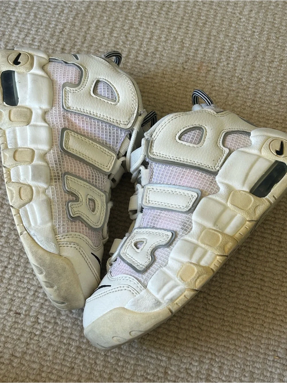 Nike Kids Cream and Pale Pink Strap Sneakers